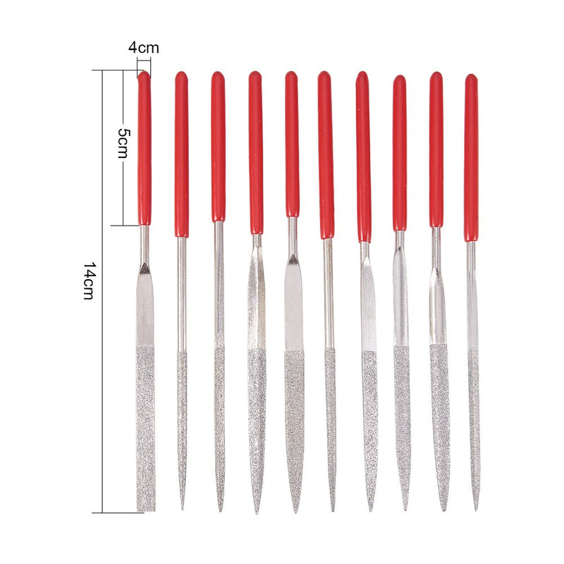 WANDIC Flat Diamond Grit File Set Frets Nut File Tool Luthier Repair Maintenance Tools 10pcs in 1 Set Red 1