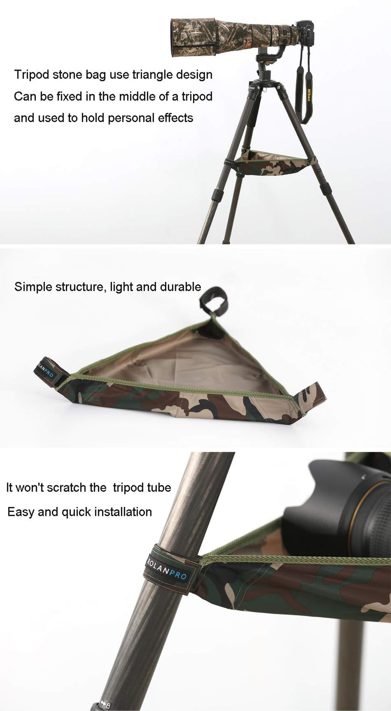 ROLANPRO Tripod Stone Bag Case for Benro Manfrotto Gitzo Triopod Velbon LVG Multi-function Tripod Butler Stone Pouch Bag