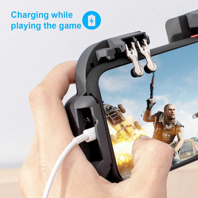 Mobile Game Controller with Cooling Fan for PUBG/Call of Duty/Fortnite Gaming Grip Gamepad Wireless Mobile Gaming Joystick for 4.7-6.5" iOS Android Phone [6 Finger Operation]