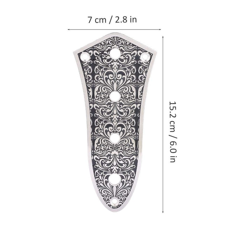 Guitar Control Plate Carved Copper-zinc Alloy 4 Holes Volume Control Plate Replacement Part for JB Jazz Bass Guitar