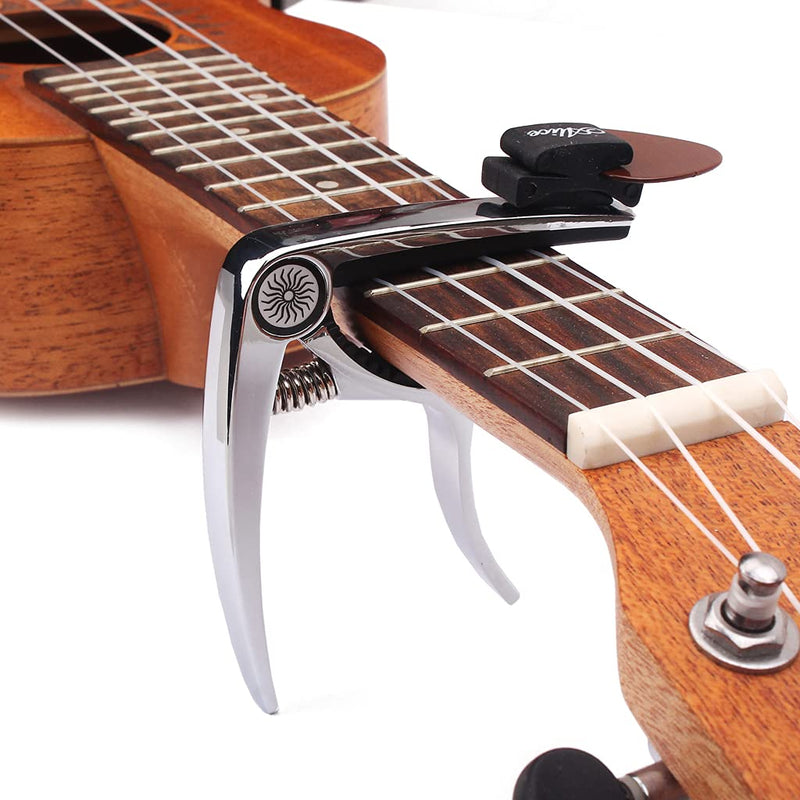 Alnicov Guitar Capo Zinc Alloy with Plectrum Holder for Acoustic Electric Folk Guitar Parts