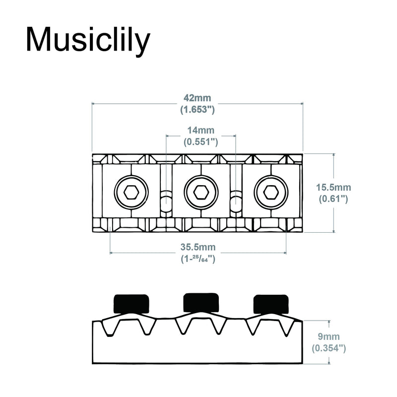 Musiclily 42mm Metal Guitar String Locking Nut for Floyd Rose Style Electric Guitar Tremolo Bridge Lock System, Black