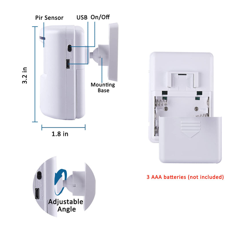 BESTOONE Motion Sensor Alarm, Long Range Wireless Driveway Alarm, Indoor Home Security System Electric Doorbells, 2 Motion Detector and 1 Alarm, 38 Chime Tunes, LED Indicator 1 alarm + 2 detector