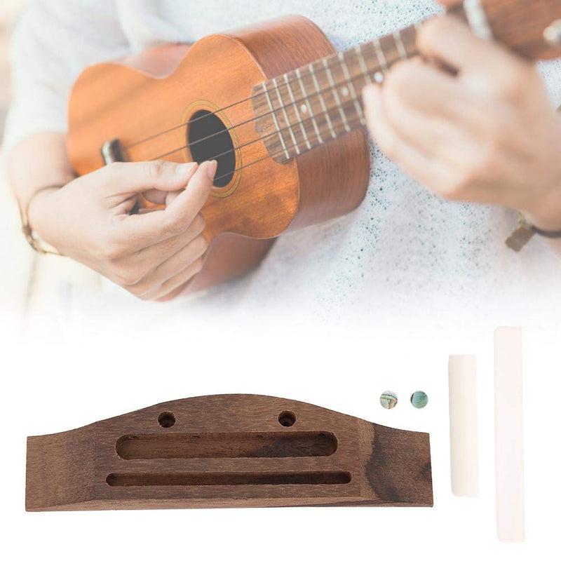 Drfeify Wood Ukulele Bridge, 4 String Banjo Ukulele Guitar Bridge String Instruments Parts