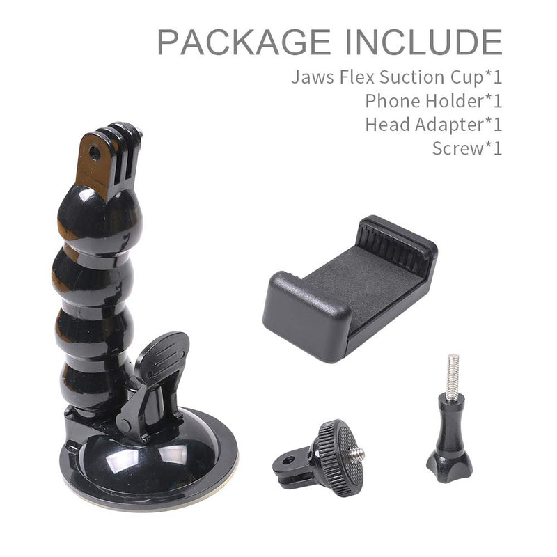 [AUSTRALIA] - Flexible Gooseneck Extension Suction Cup Car Mount Holder with Phone Holder for Gopro Hero 10 Black,Hero 9/8/7/6/5 Black,4 Session,4 Silver,3+,iPhone,Samsung Galaxy,Google Pixel and More 