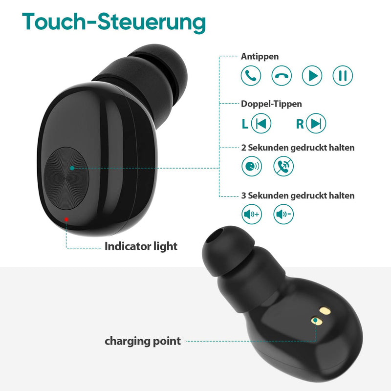 Bluetooth Earbud,ownta Wireless Headphones with Light Charging Case Headset Single Earbud Compatible Smartphone/iPhone 6 7 8 Plus X/iPad Samsung Android S15