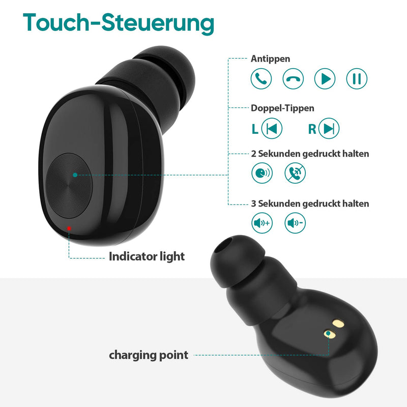 Bluetooth Earbud,ownta Wireless Headphones with Light Charging Case Headset Single Earbud Compatible Smartphone/iPhone 6 7 8 Plus X/iPad Samsung Android S006