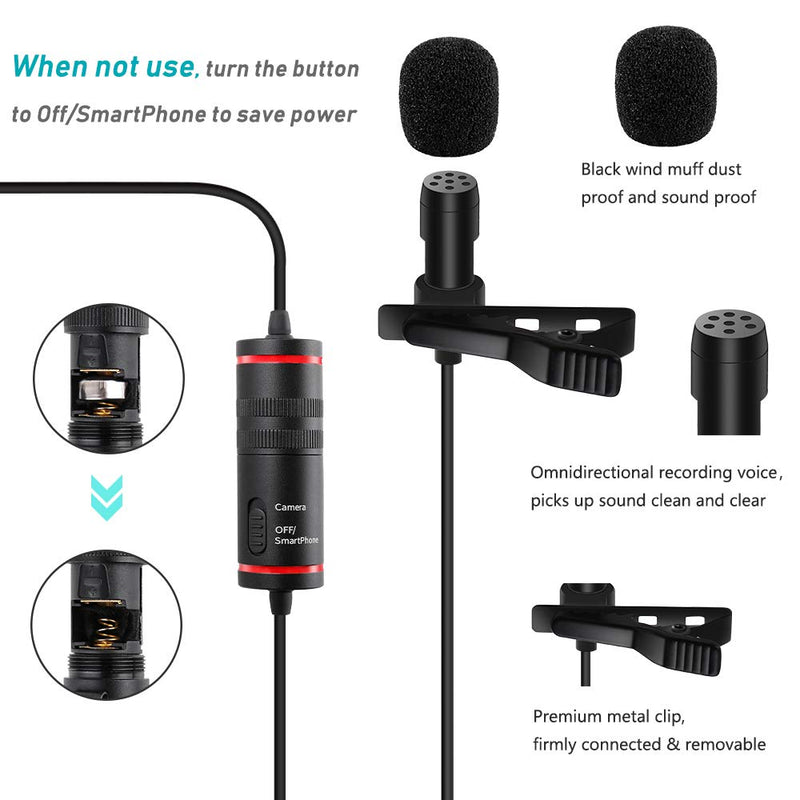 [AUSTRALIA] - PoP voice Lavalier Microphone for iPhone/Camera/PC/Android, 312" Professional Lapel Microphone for Recording YouTube/Interview/Video Conferencing/DSLR/Camcorder 