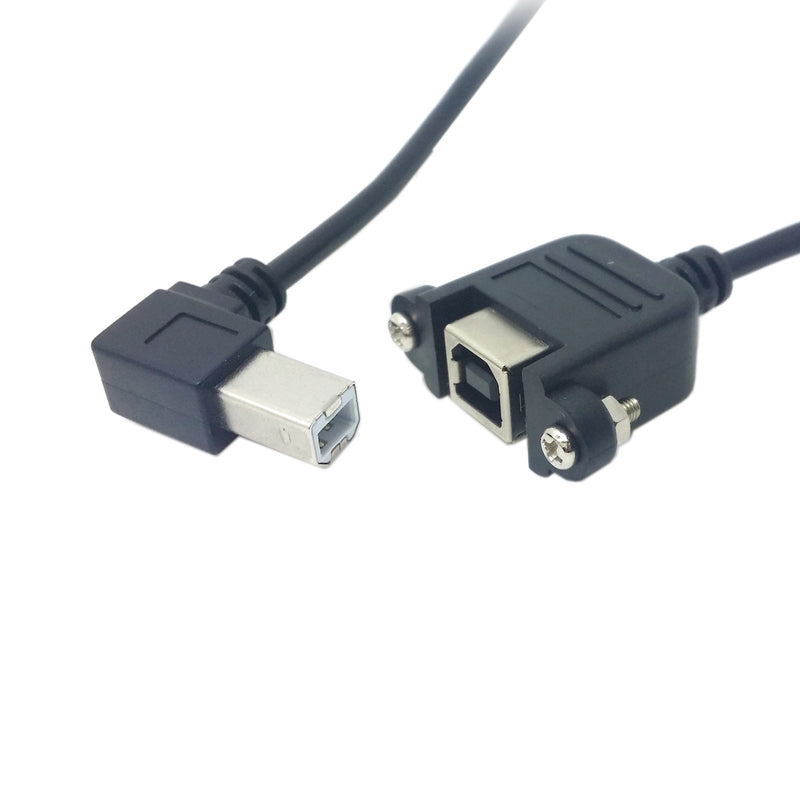 Chenyang CY USB 2.0 Type B Male to Type B Female Extension Cable with Screws for Panel Mount 50cm 90 Degree Left Angled