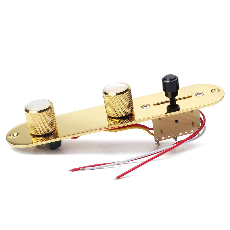 Alnicov Fully Loaded Control Plate Pre-Wired 3-Way Control Plate With Wiring Harness For Fender Tele Telecaster Electric Guitar,Gold
