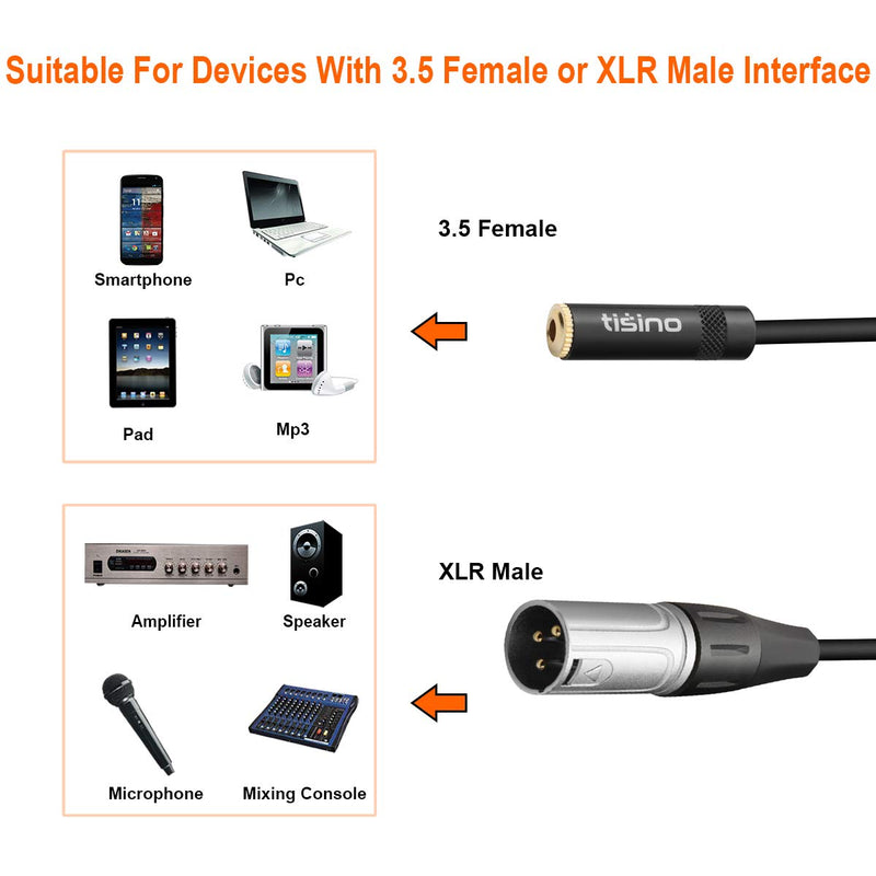 [AUSTRALIA] - TISINO 3.5mm Female to XLR Adapter Cable, Mini Jack to XLR Male Balanced Audio Converter Cord - 1ft 