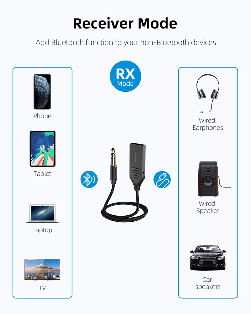Hagibis Bluetooth Receiver Bluetooth 5.0 Adapter Hands-Free Bluetooth Car Kits AUX Audio 3.5mm Jack Stereo Music Wireless Receiver for Car Speaker Home Built-in Microphone (Grey U3) Grey U3