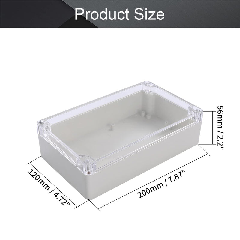 Fielect Junction Box ABS Plastic Dustproof Waterproof IP67 Universal Electrical Project Enclosure with PC Transparent Clear Cover 7.87" x 4.72" x 2.20" 200x120x56mm