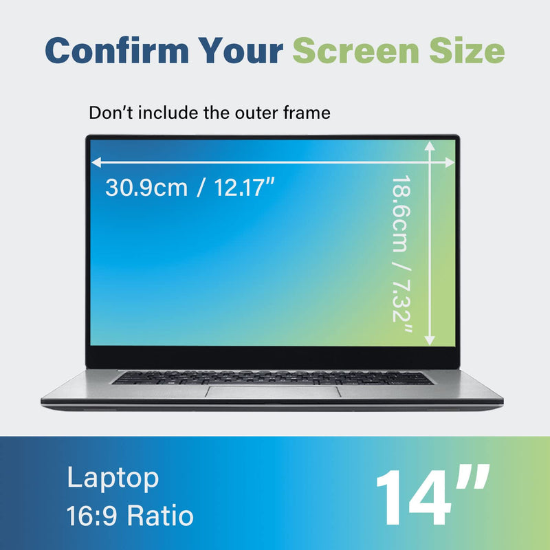 SenseAGE 14 Inch Magnetic Privacy Screen for Laptop 16:9 Widescreen Display, Easy On/Off Privacy Filter, Anti-Blue Light Anti-Glare for Eye Protect, Screen Protector Compatible with Lenovo HP Dell 14"