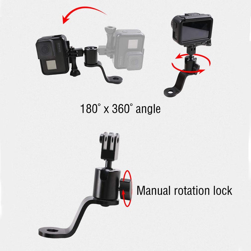 PCTC Motorcycle Bike Handlebar Mount Camera 360 Degree Rotation Fixing Bracket for GoPro Hero 10/9 / 8 / 7 / 6 / 5 DJI OSMO Action OSMO Pocket Sports Camera Riding Rearview Accessories,Metal Base