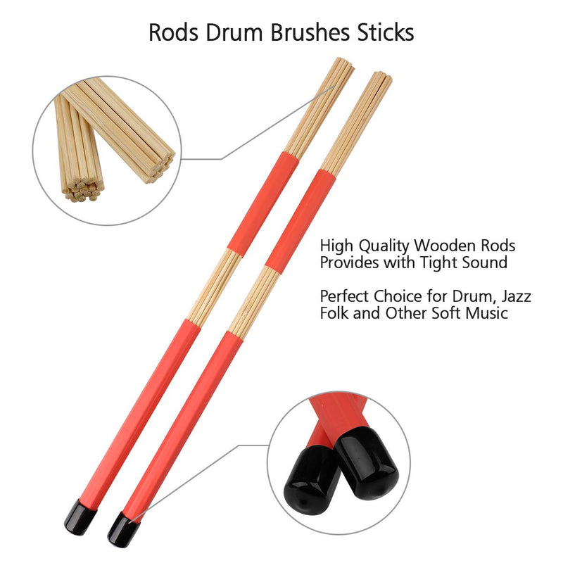 Eison Drum Sticks Set,5A Wood Drum Sticks,Drum Rods Brushes,Retractable Drum Wire Brushes,12PCS Drum Dampeners with Portable Bag,Drumsticks Gift Sets for Beginners Drummer Practice 12 pack drum stick