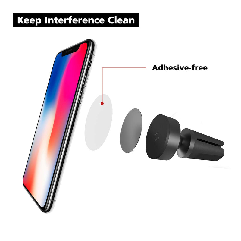 nonda ZUS Magnetic Car Mount, Air Vent Car Phone Holder, 360 Degree Adjustable, with Adhesive-Free Static Cling Sticker, High-Powered Magnets, Universal for iPhone Samsung LG Nexus Sony and More
