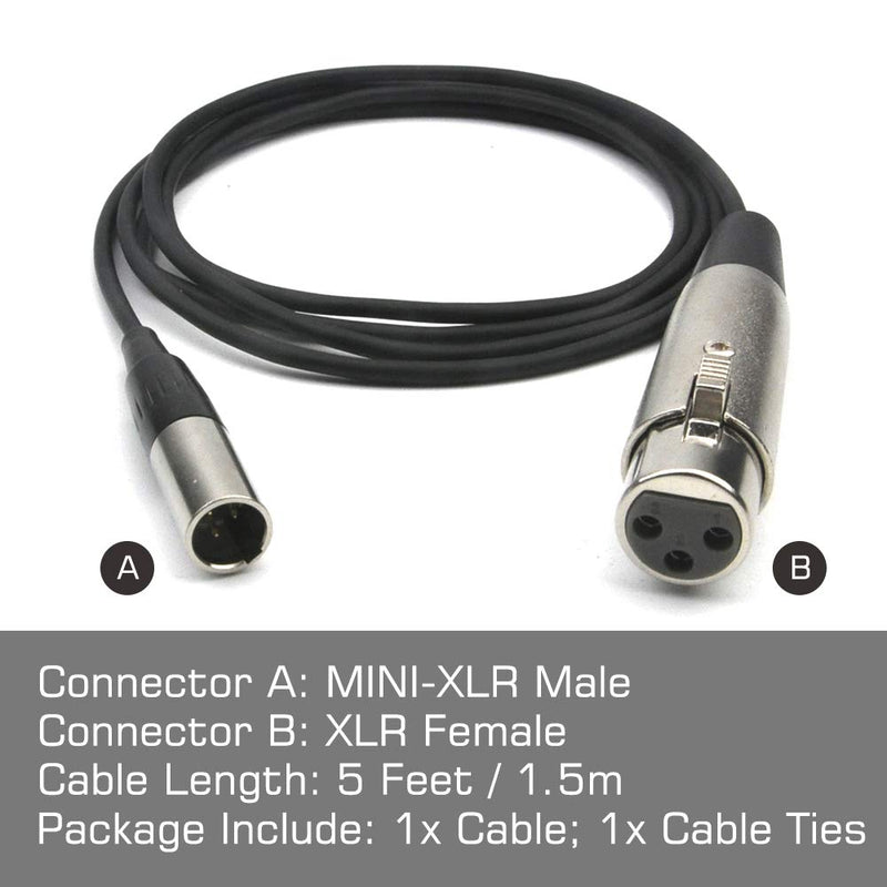[AUSTRALIA] - HOSONGIN Mini XLR Male to XLR Female Cable, 3 PIN Mini XLR Microphone Cable for Blackmagic Pocket BMPCC 4K Camera Video Assist 4K, Mini XLR 3 Pin Pro Lapel Audio Cable Adapter 
