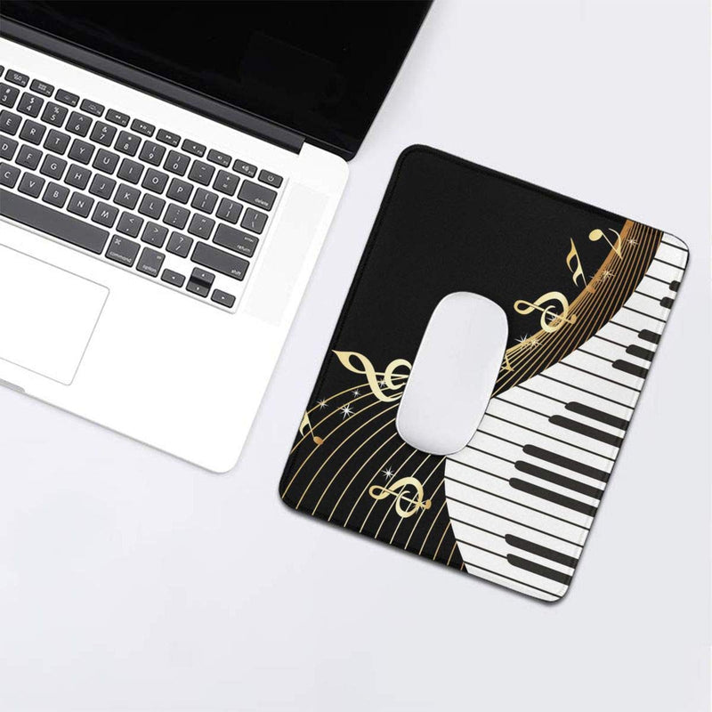 Mouse Pad Piano Keys Black and Gold Music with Non-Slip Rubber Base, Premium-Textured & Waterproof Mousepads Bulk with Stitched Edges, Mouse Mat for Computers Gaming Laptop Office & Home 9.8x11.8 in 10 x 12 inch