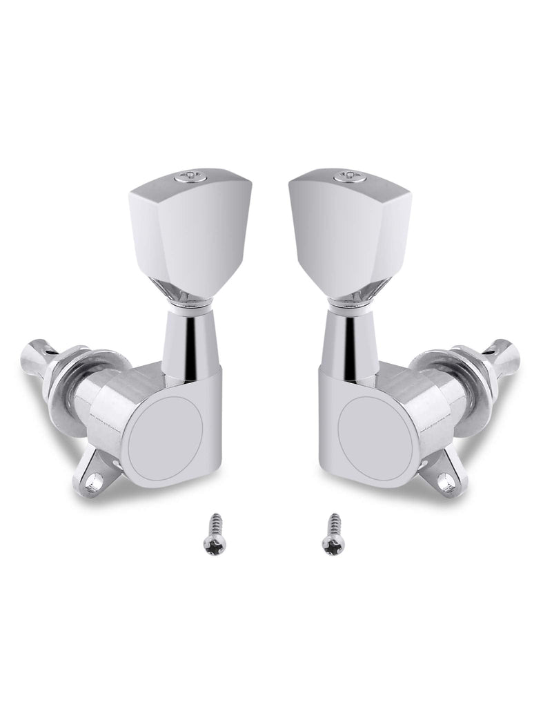 Holmer Sealed String Tuning Pegs Tuning Machines Grover Machine Heads Tuners Tuning Keys Vintage Keystone Style 3 Left 3 Right for Electric Guitar or Acoustic Guitar Chrome.