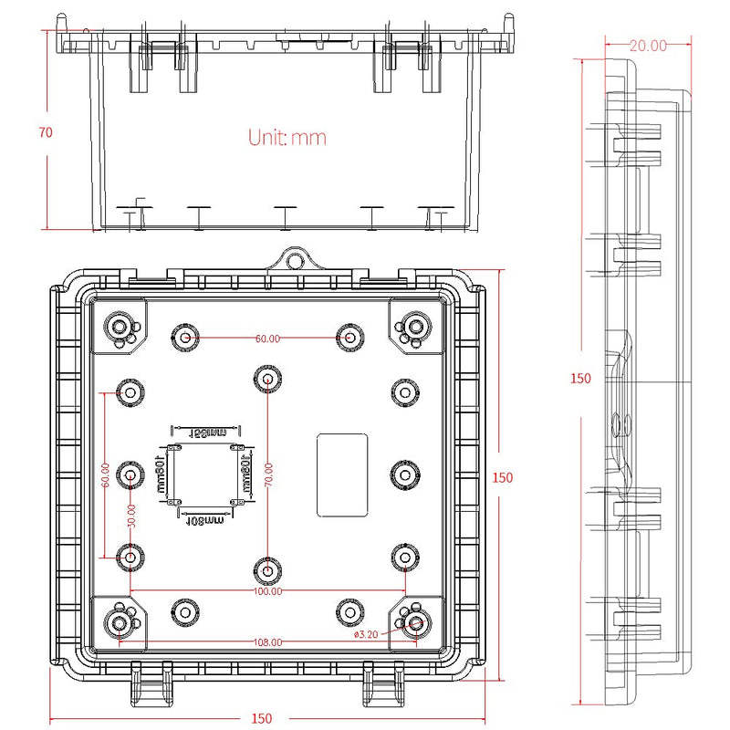 [AUSTRALIA] - MAKERELE Electrical Junction Box,Hinged Cover Transparent Lid IP67 Outdoor Electrical Project with Plastic Enclosure 5.9×5.9×3.5 inch(150×150×90mm) 5.9*5.9*3.5 