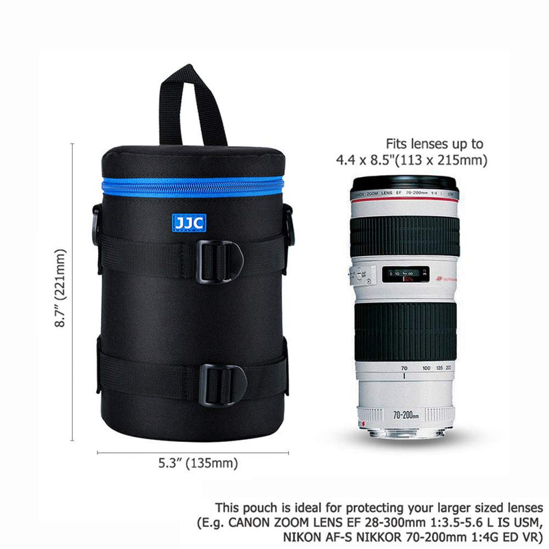 JJC Camera Lens Pouch Case for Canon EF 70-200mm EF 28-300mm EF 70-300mm Nikon Nikkor AF-S 70-200mm AF 80-200mm & More, Zipper Polyester Lens Protective Bag Interior Size 4.45x8.46” XXL