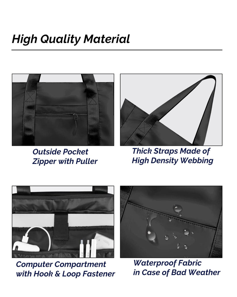 Prite Tote Bag for Women Weekender Bag with Laptop Compartment for Work Nurse School Travel Gym Black