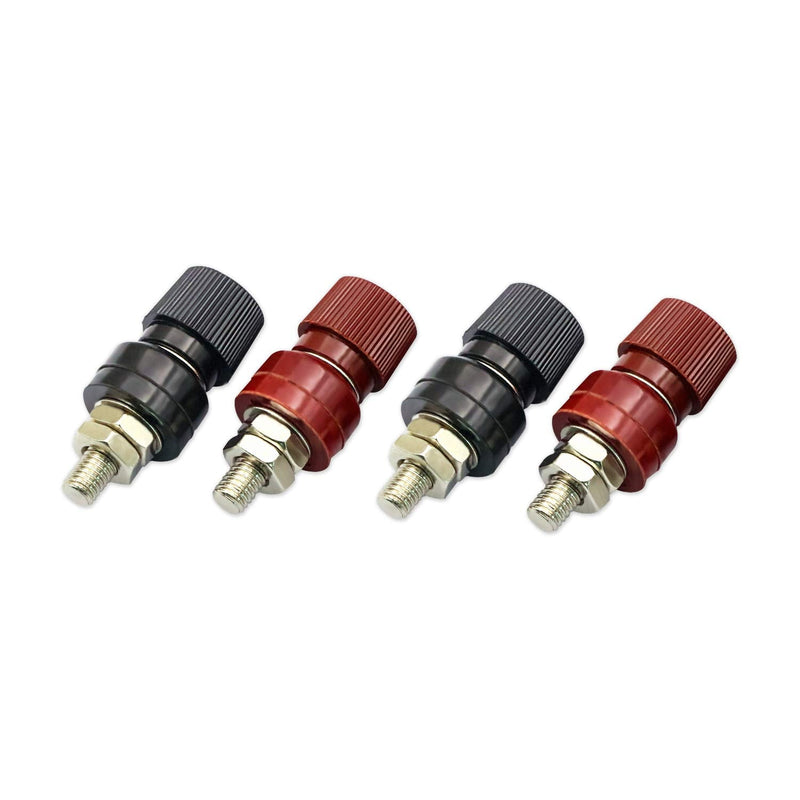V TELESKY Post Battery 4 Pcs Binding Posts Terminals, M6 Battery Terminal Connectors, 1/4” Remote Power Junction Terminal with Copper Core Nickel-Plated (Red & Black) 8mm 5/16“