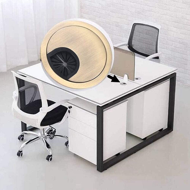 Yinpecly 2pcs Metal Desk Grommet for Wire Organizer Fits 3.15"/80mm Hole Cable Grommet Desk Hole Cover Matt Black for Office Computer Table Wire Cord Cable Managing&Hiding fit 80mm dia hole