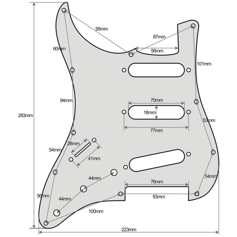 FLEOR SSS Left Handed Strat Pickguard Guitar Backplate Tremolo Cavity Cover w/Screws Set for USA/Mexican Made Strat Guitar Modern Part, 3Ply White