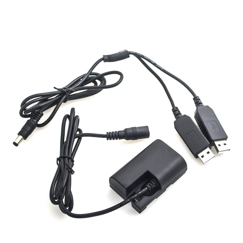 Runshuangyu DR-E6 DC Coupler Dummy Battery Adapter with 5V 2A Dual USB Power Cable for Canon 5D Mark II III IV 6D 7D 5DS 60D 70D 80D DSLR Camera