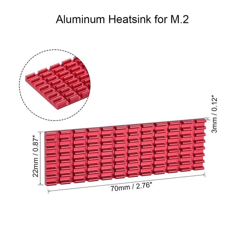 uxcell Aluminum Heatsink 70x22x3mm Red for M.2, for 2280 SSD