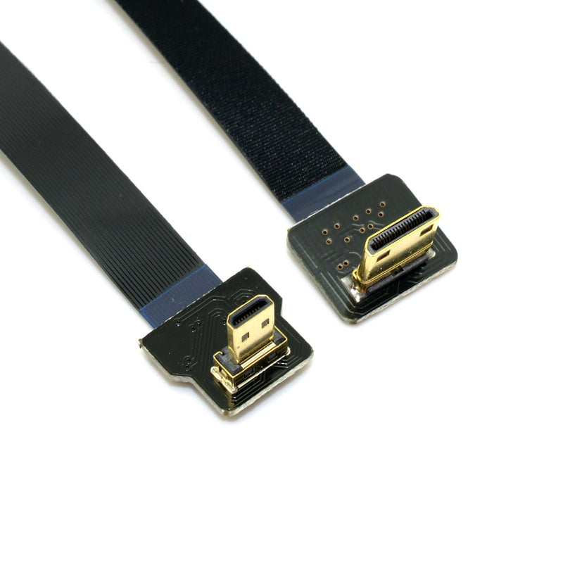 Cablecc 90 Degree Down Angled FPV Micro HDMI Male to Mini HDMI FPC Flat Cable 50cm for GOPRO Multicopter Aerial Photography