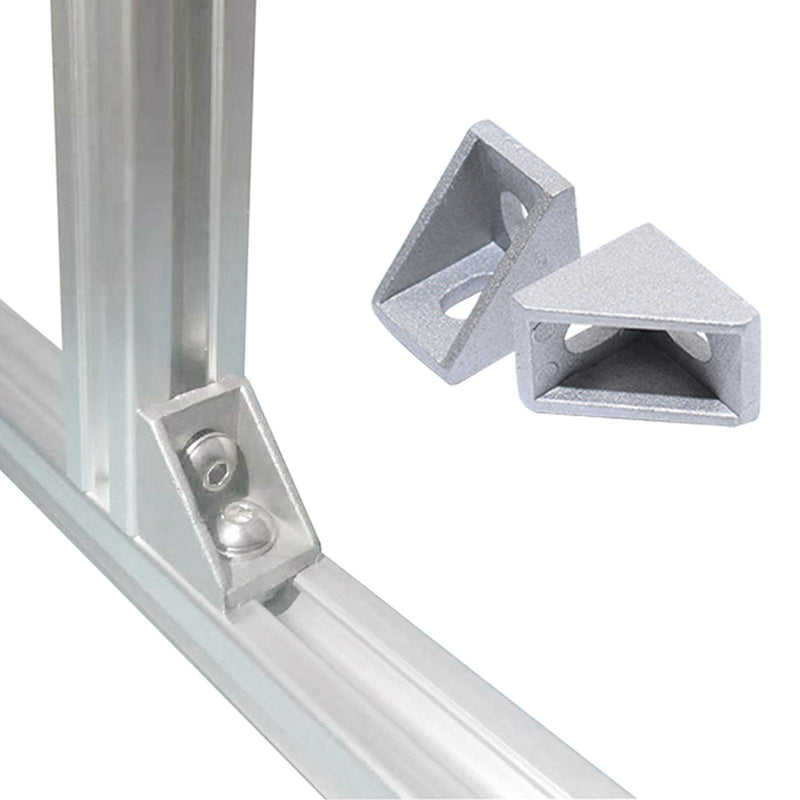 24Sets 2020 Series Aluminum Extrusion Profile Connector Set,24 pcs Corner Brackets,with 48 pcs T-Nuts and Hex Screw Bolt for 6mm 20S Slot Aluminum Profile Accessories ‎24Set Silver with Screw Nut