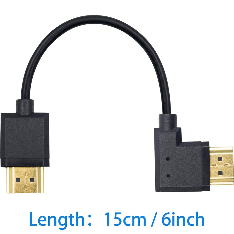 Duttek 4K HDMI Cable, HDMI to HDMI Cable, Extremely Thin Left Angled HDMI Male to Male Extender Cable for 3D and 4K Ultra HD TV Stick HDMI 2.0 Cord 0.15M/ 6 Inch Left Angled 15cm