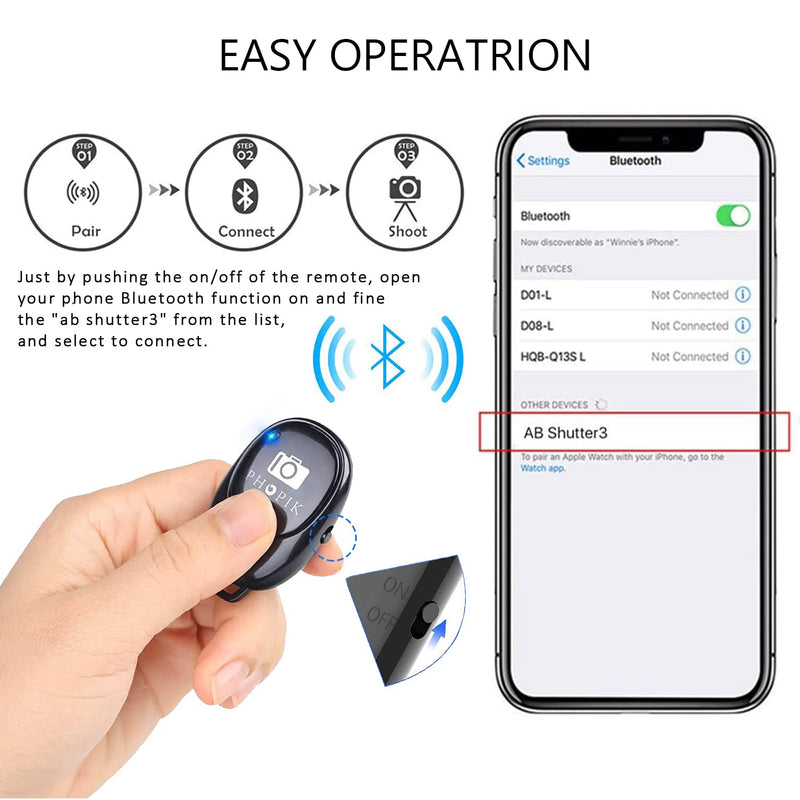 Phone Camera Remote Control(2 Pack) for Photos & Videos, Bluetooth Wireless Camera Remote Shutter Clicker Compatible with iPhone/Android Phone/iPad/Tablets with Adjustable Wrist Strap