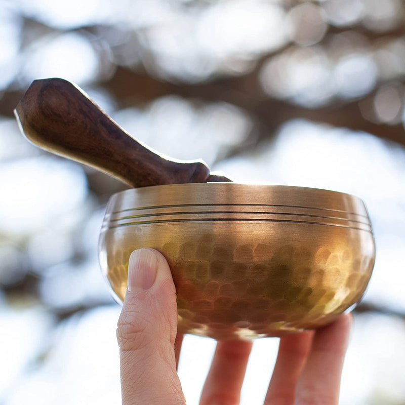 Tibetan Singing Bowl Set - Easy To Play for Beginners - Authentic Handcrafted Mindfulness Meditation Holistic Sound 7 Chakra Healing Gift by Himalayan Bazaar (3") 3"