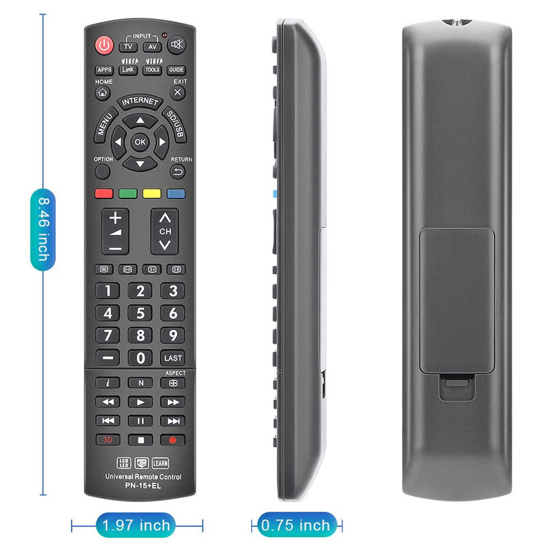 Gvirtue Universal Remote Control GPN-15 Compatible Replacement for Panasonic TV/Viera Link/HDTV/ 3D/ LCD/LED, Applicable N2QAYB000485 N2QAYB000100 N2QAYB000221 N2QAYB00048