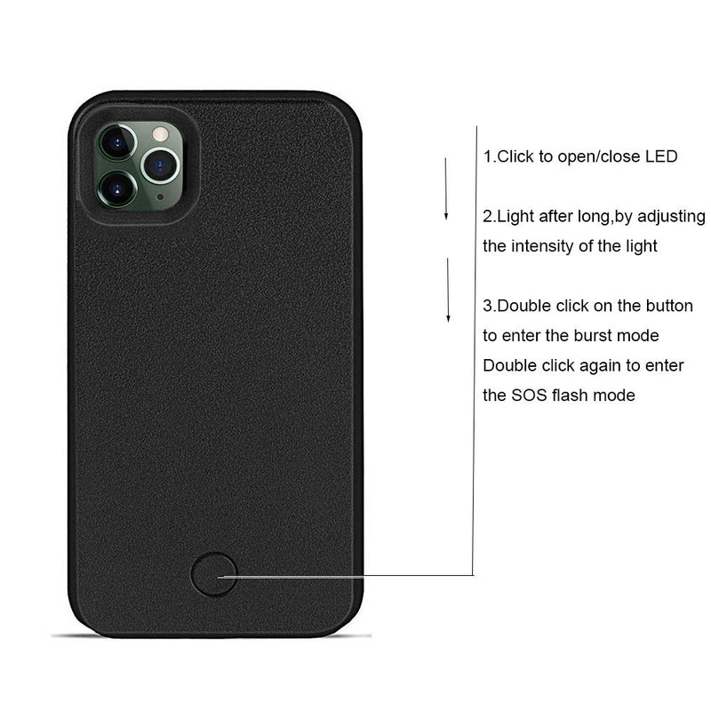 Selfie Phone Case Compatible with iPhone 12 Pro Max,LNtech Rechargeable LED Light Up Flash Lighting Selfie Case Illuminated Cover(Black, iPhone 12 Pro Max) black