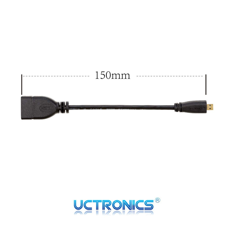 UCTRONICS Micro HDMI to HDMI Cable for Raspberry Pi 4 B, 6 Inch Micro-HDMI Male to HDMI Female Adapter Cable 15cm [2 Pack] 6 Inch, 2-Pack