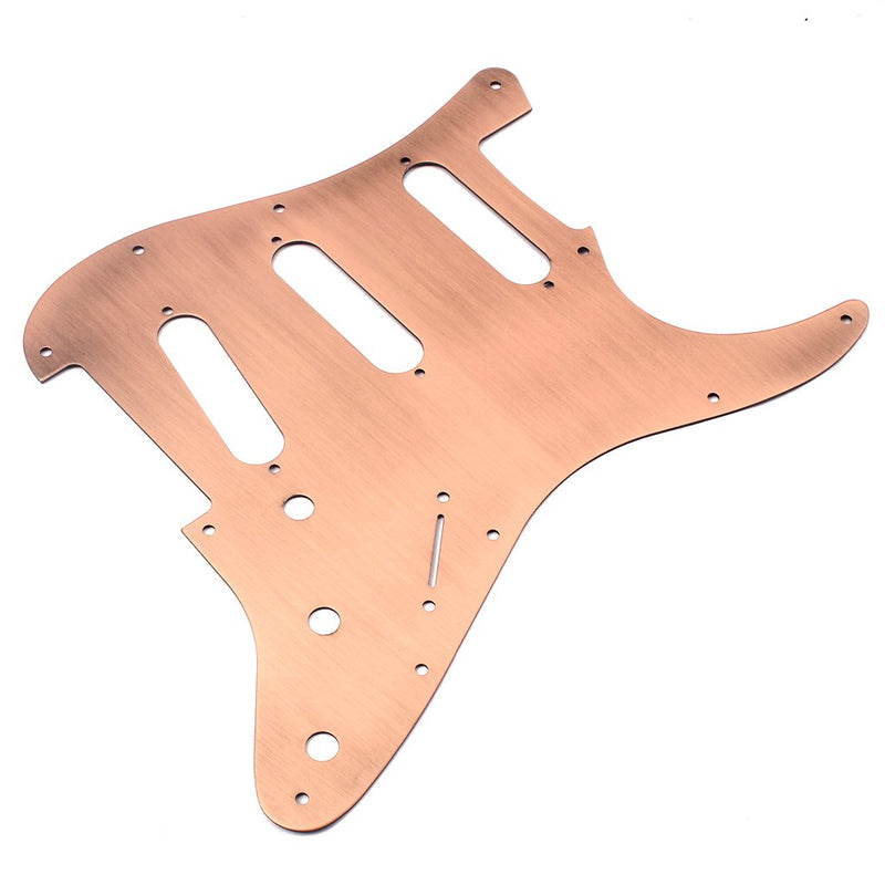 Alnicov SSS 11 Hole Strat Metal Guitar Pickguard Aluminum Scrach Plate for USA/Mexican Standard Strat Modern Style Guitar,Bronze