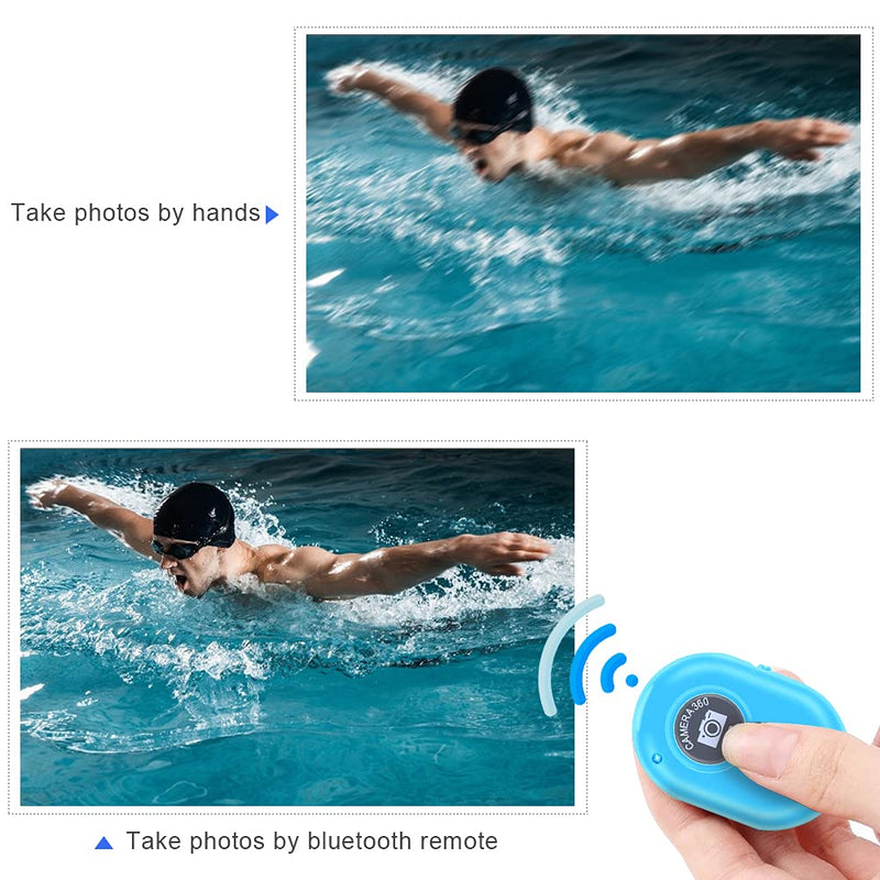 2 Pack Bluetooth Shutter Remote Camera Control Wireless Technology Selfie Button for iPhone/Android Phones/iPad Tablet, HD Selfie Clicker for Photos & Videos 2 Blue