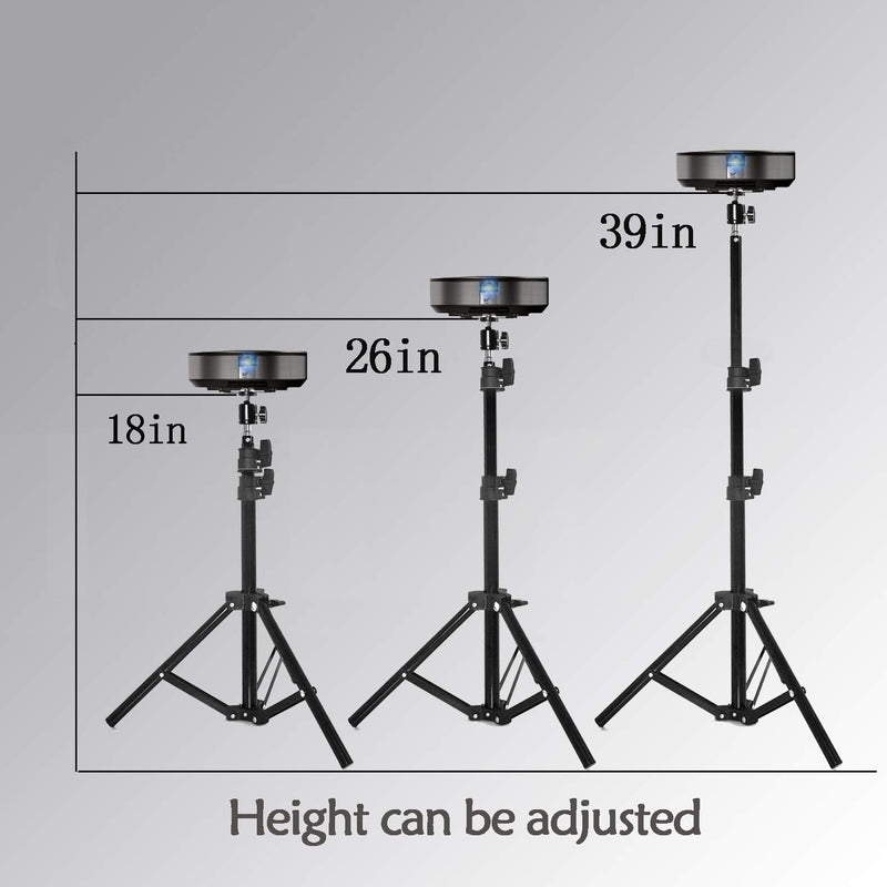 Projector Tripod Stand Height Adjustable 18-39 Inches,Adjustable Tripod Mount Floor Stand, with 360°Swivel Ball Head for Mini Smartphone,Projector,Camera, Webcam 17.5-38in