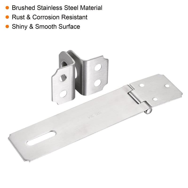 MECCANIXITY 6 Inch Stainless Steel Thick Door Latch Hasp Lock Heavy Padlock Clasp with Screws for Cabinet Closet Gate, Silver