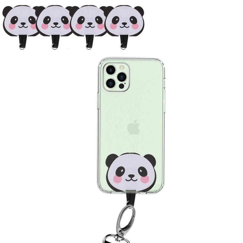 OUTXE Universal Phone Tether Tab, 4 Pack Phone Lanyard Replacement Part for Phone Strap (4 PCS)- Panda With Adhevise-Panda