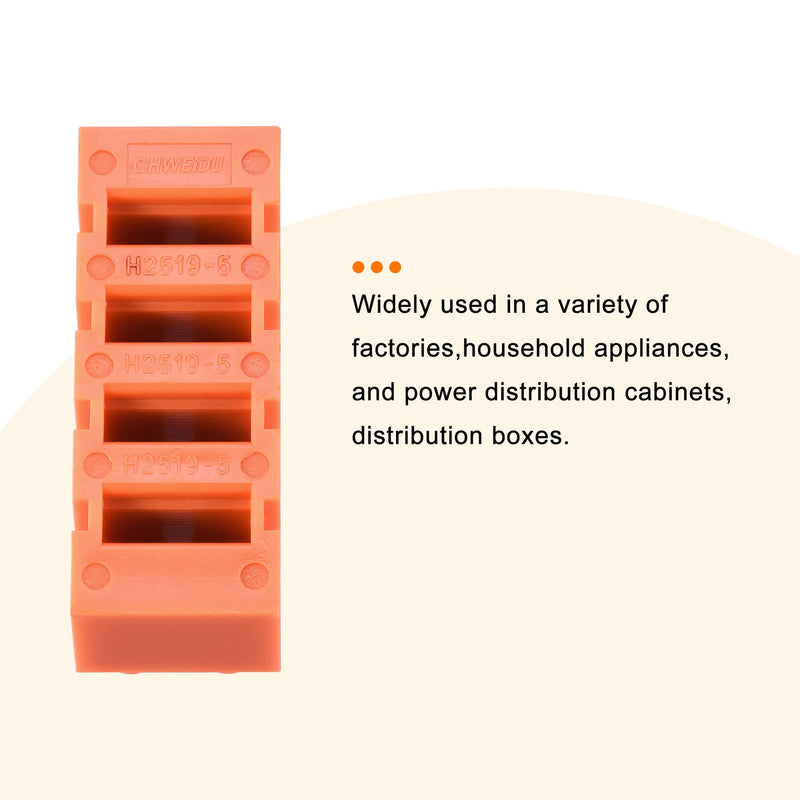 MECCANIXITY Terminal Block 600 Volts 36 amps Dual Row 5 Positions Screw Terminal Electric Barrier Strip 4 Pcs