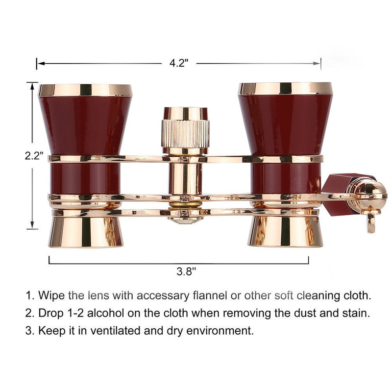 AiScrofa Opera Glasses Binoculars 3X25,Mini Binocular Compact Lightweight,with Built-in Foldable Handle for Adults Kids Women in Musical Concert Red with Handle