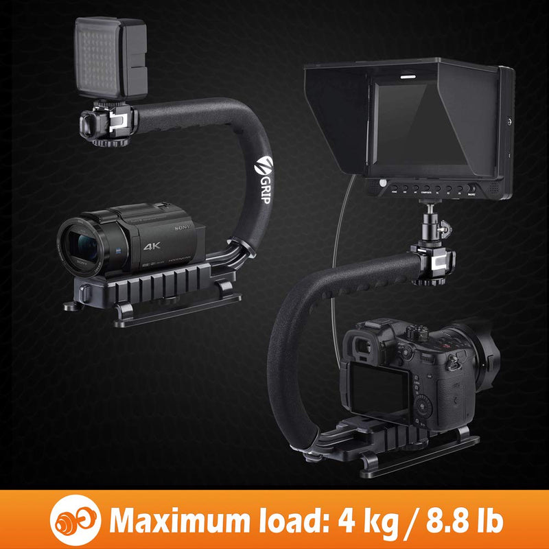 Zeadio Triple Hot-Shoe Mounts Handheld Stabilizer, Video Stabilizing Handle Grip for Canon Nikon Sony Panasonic Pentax Olympus DSLR Camera Camcorder