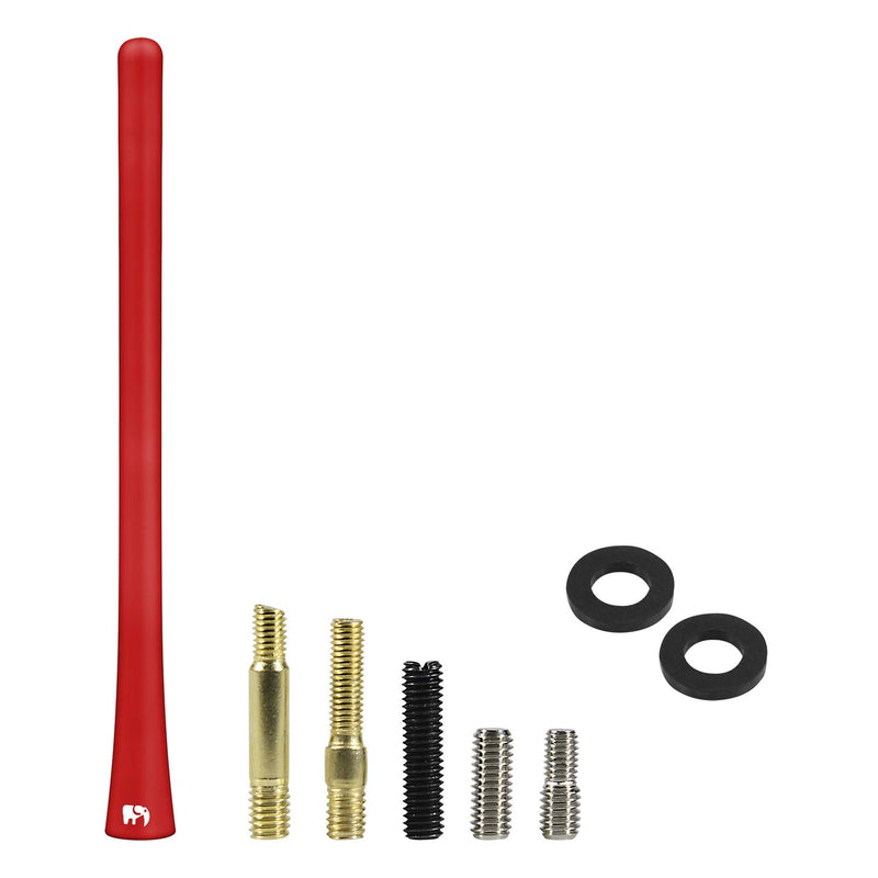 ONE250 7" inch Flexible Rubber Antenna for Toyota Tundra (1999-2021), Toyota Tacoma (1995-2016), Toyota FJ Cruiser (2007-2015) - Designed for Optimized FM/AM Reception (Red) Red