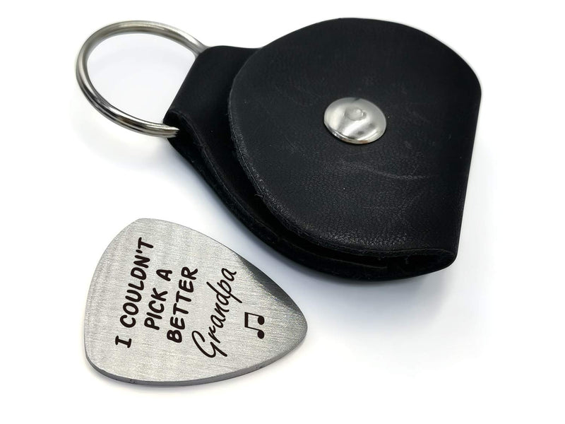 Best Grandpa Gifts - Grandpa Love Quotes Stainless Steel Guitar Pick with Guitar Pick Holder Case - Perfect Family Gift Ideas for Father's Day Birthday Christmas from Granddaughter Grandson